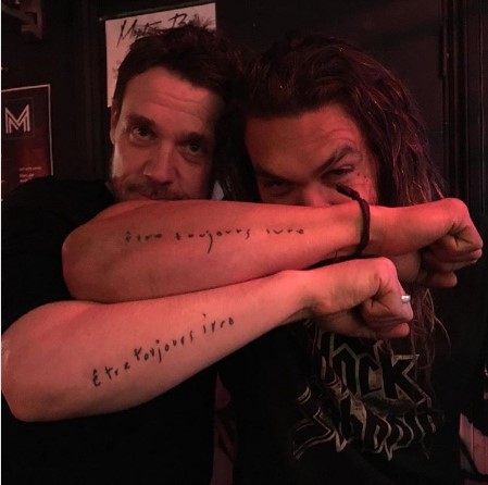 Jason Momoa's "Etre Toujours Ivre" Tattoo