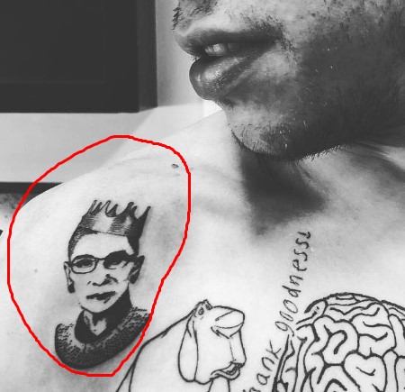 Ruth Bader Ginsburg portrait is inked on the body of the comedian Pete Davidson.