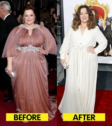 Melissa McCarthy before and after weight loss.