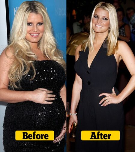 Jessica Simpson before and after weight loss.