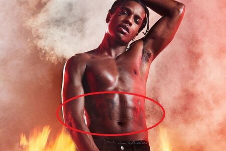 ASAP Rocky Stomach Tattoo.