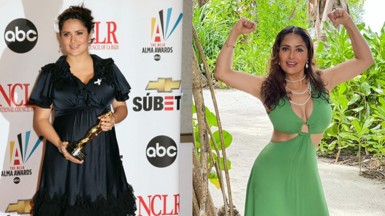 Salma Hayek before and after weight loss.