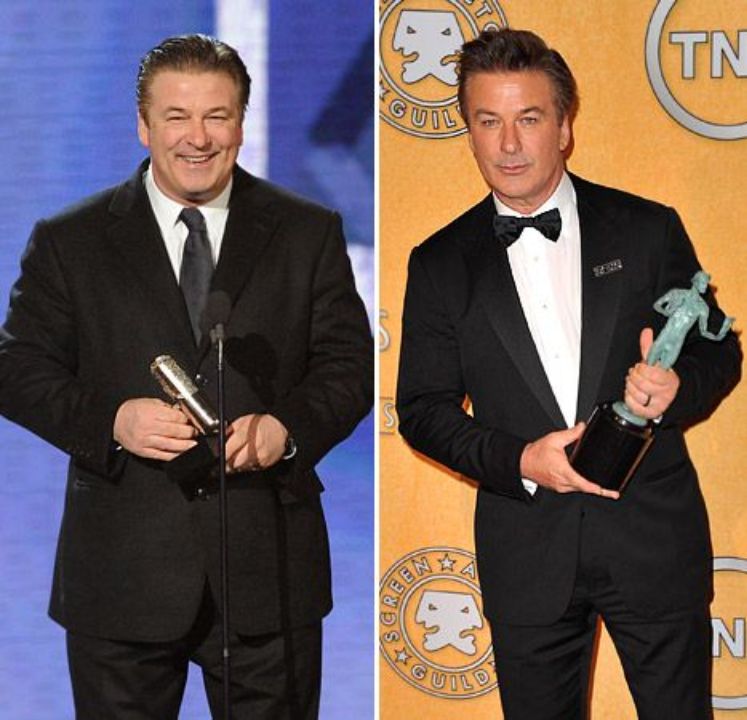 Alec Baldwin before and after 100-pound weight loss.