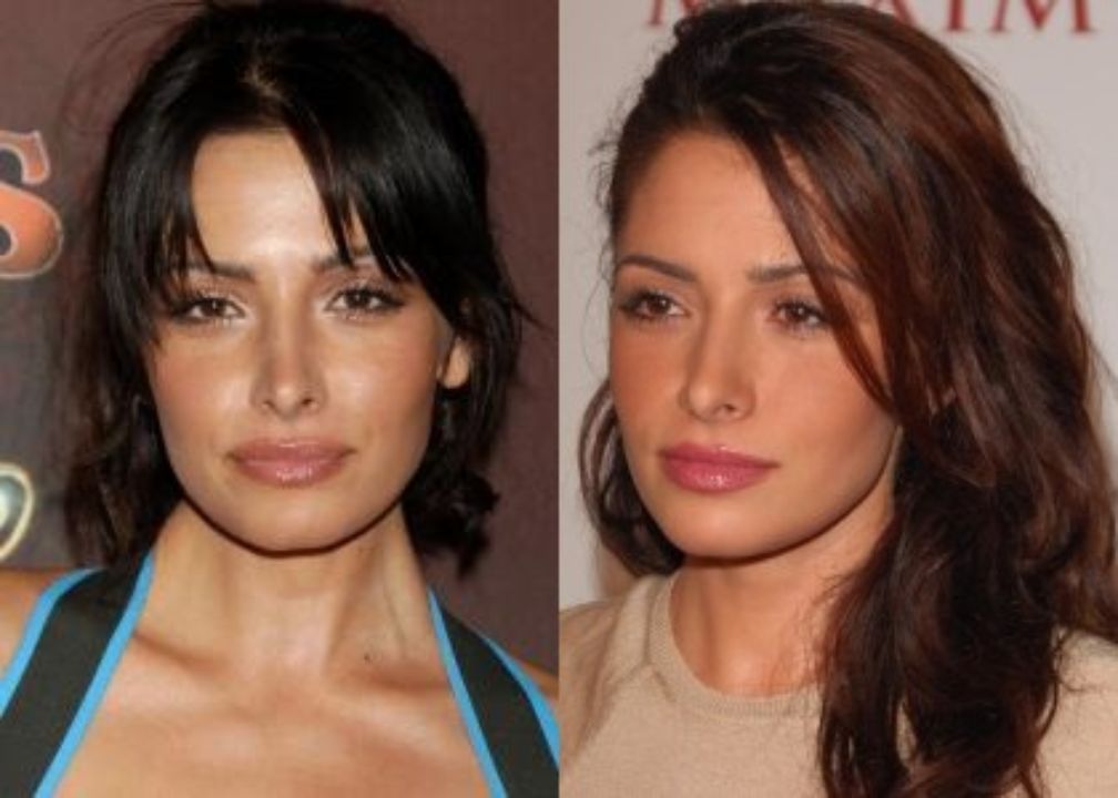 Sarah Shahi before and after plastic surgery, notably a nose job.