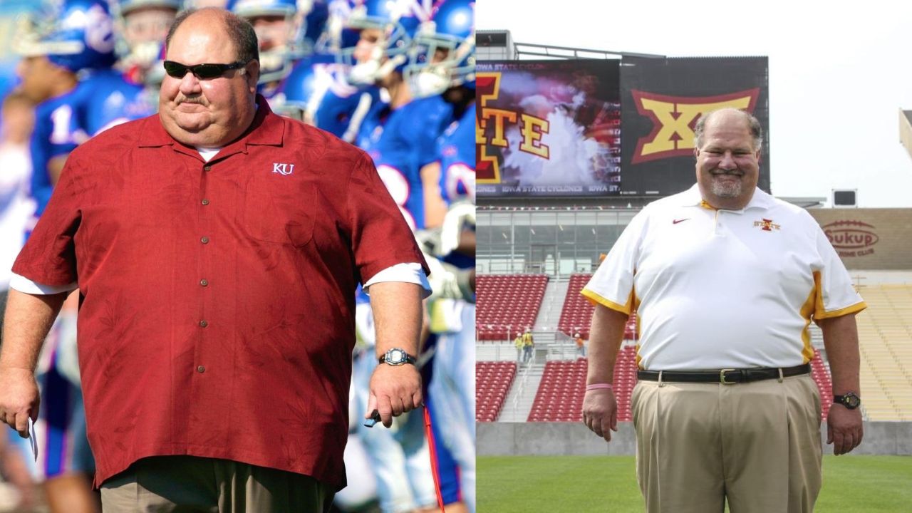 Mark Mangino before and after over 100 pounds weight loss.