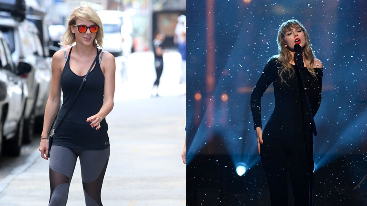 Taylor Swift before and after weight loss in 2021.