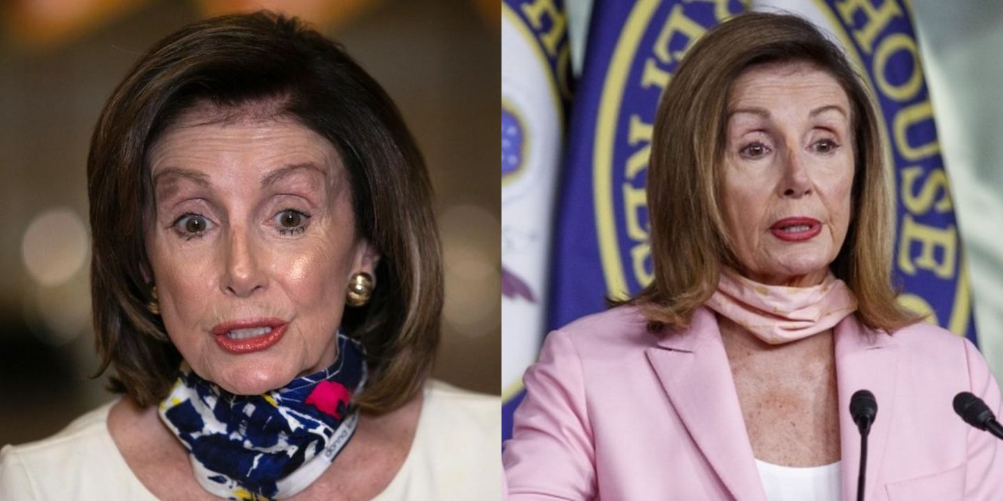 Nancy Pelosi's plastic surgery includes her new eyebrows and face.