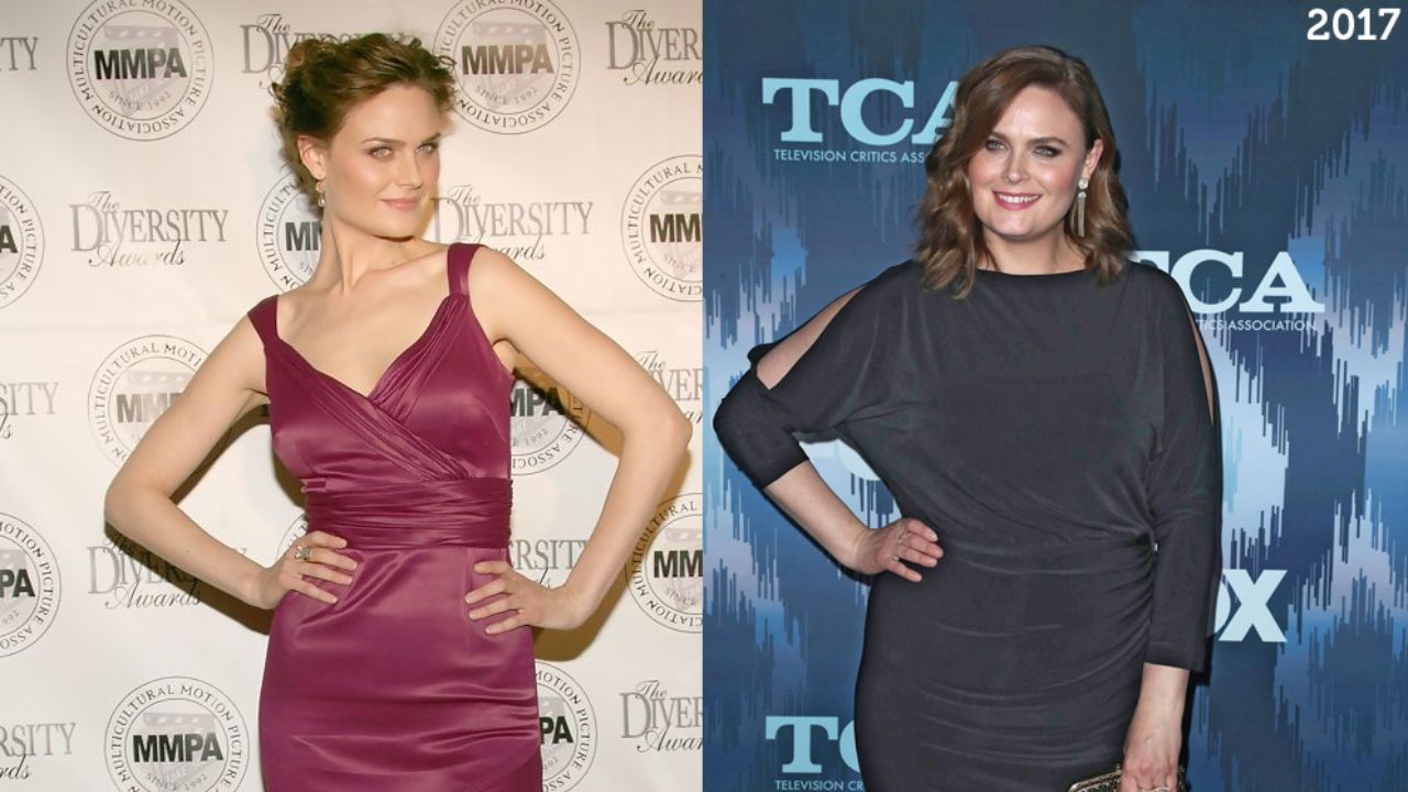Emily Deschanel before and after weight gain.