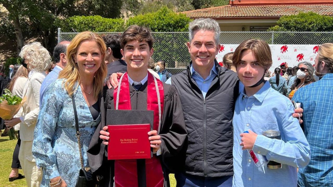 Natalie Morales, Joe Rhodes, and Luke at Joseph's graduation.